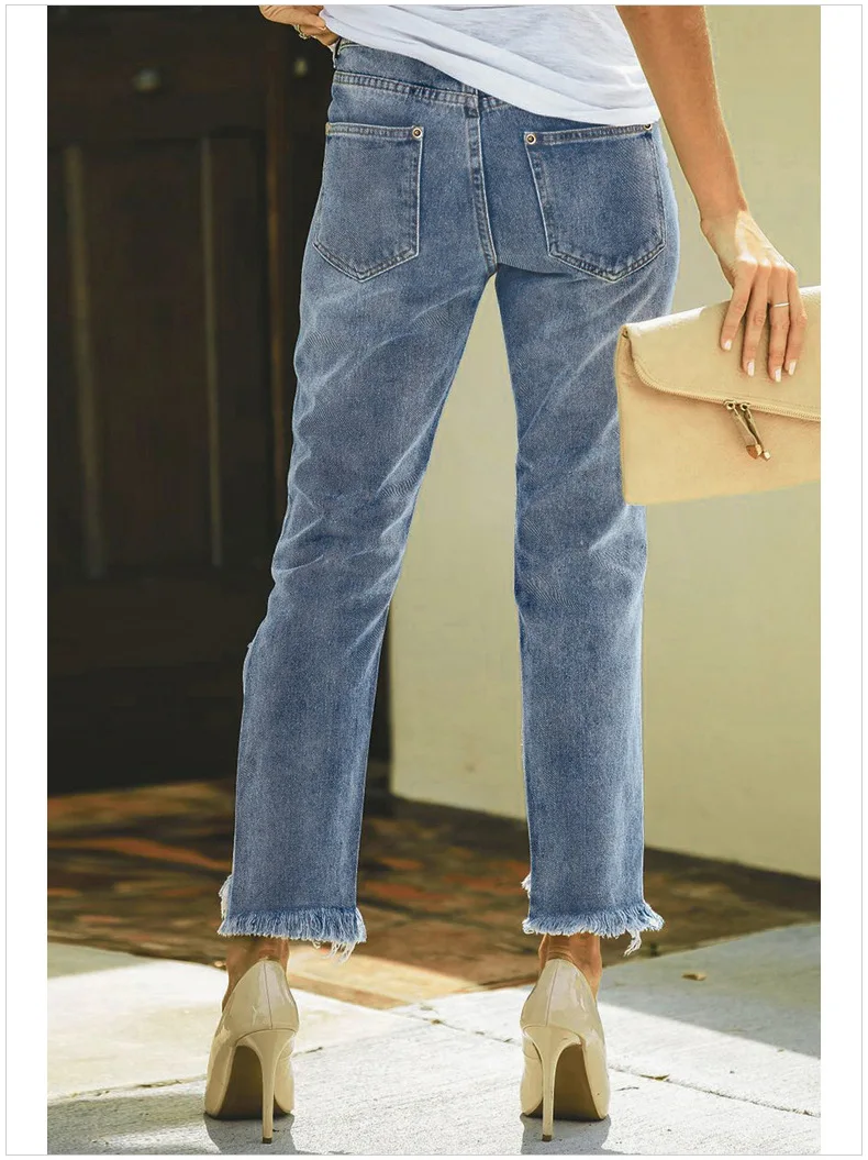 Рваные джинсы-бойфренды; Прямая поставка; популярные в стиле