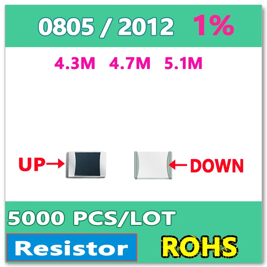 

JASNPROSMA OHM 0805 F 1% 5000pcs 4.3M 4.7M 5.1M smd 2012 Resistor