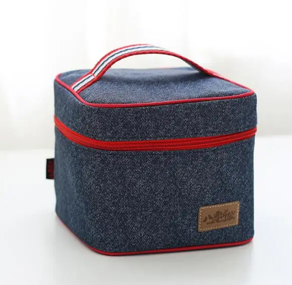 

New Fashion Portable Insulated Denim lunch Bags Thermal Food Picnic Bags for Women kids Cooler Lunch Box Bag Tote