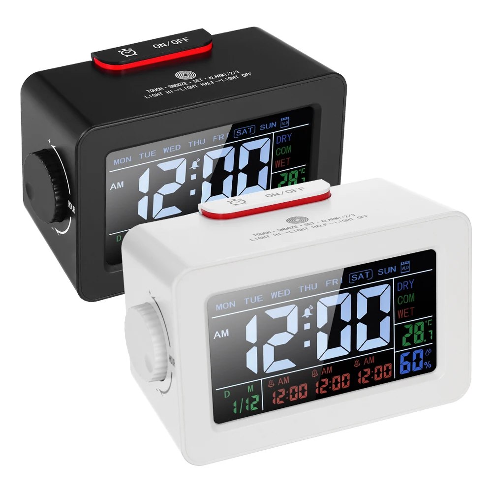 

LCD Digital Thermometer Hygrometer Clock Temperature Humidity Meter Backlight Color Screen Display with Switchable Backlight