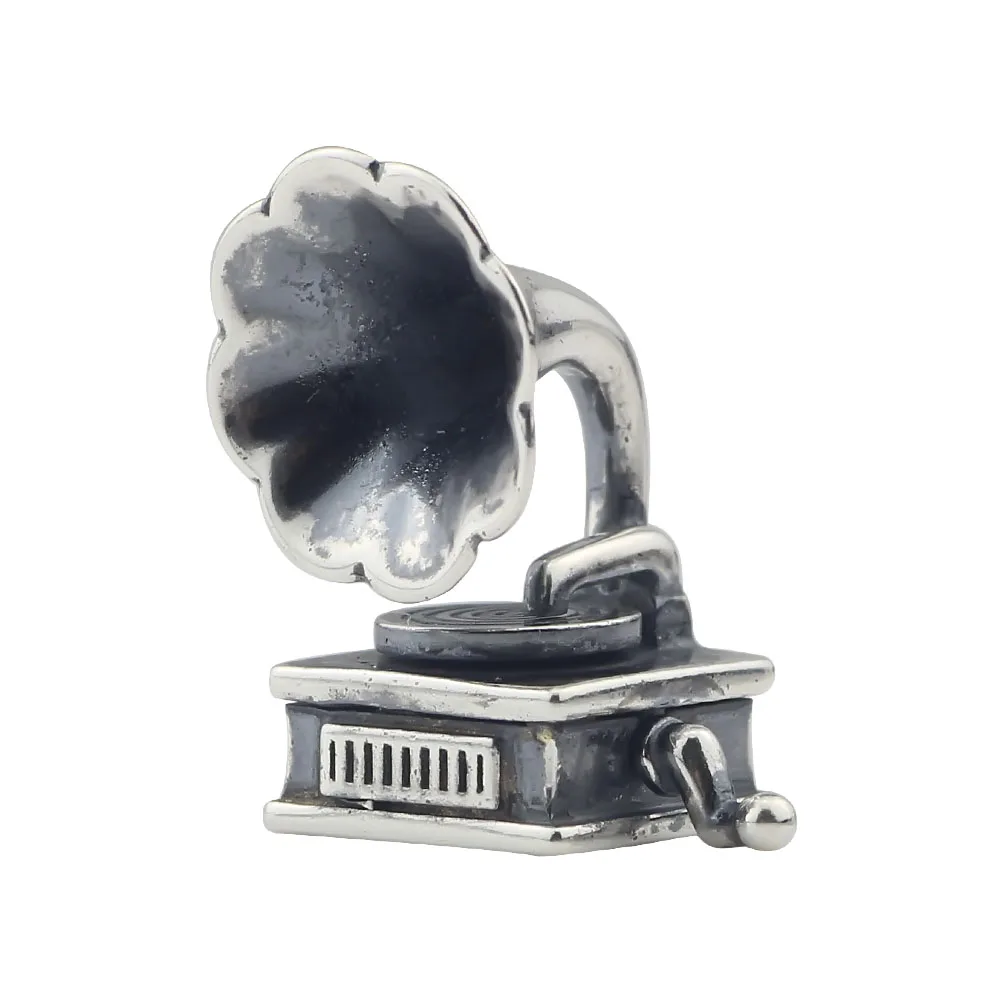 

925 Sterling Silver Gramophone Recorder CD Machine Charms Beads Fit DIY Woman Original Bracelet & Necklace Gift Jewelry