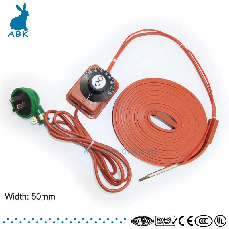 

220V width 50 mm Silicon rubber heating cable Simple installation heating wire Antifreezing heat preserving Heating cable