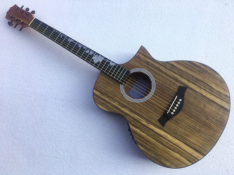 

good quality special style hickory wood electric acoustic guitar