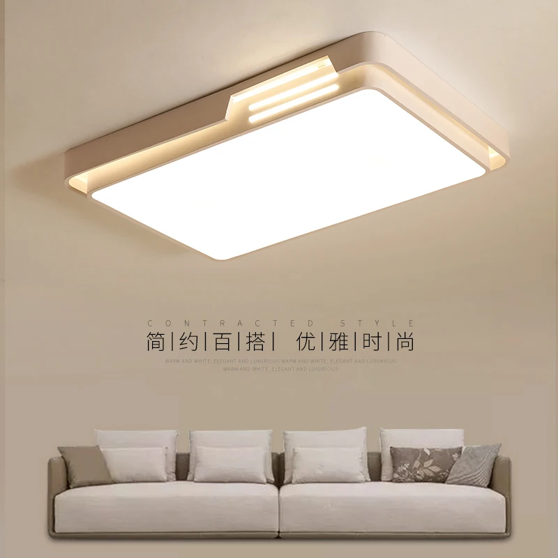 

New Living Room Bedroom Study Dimming LED Ceiling Light Surface Mount White Acrylic Rectangular Restaurant Indoor Ceiling Lights