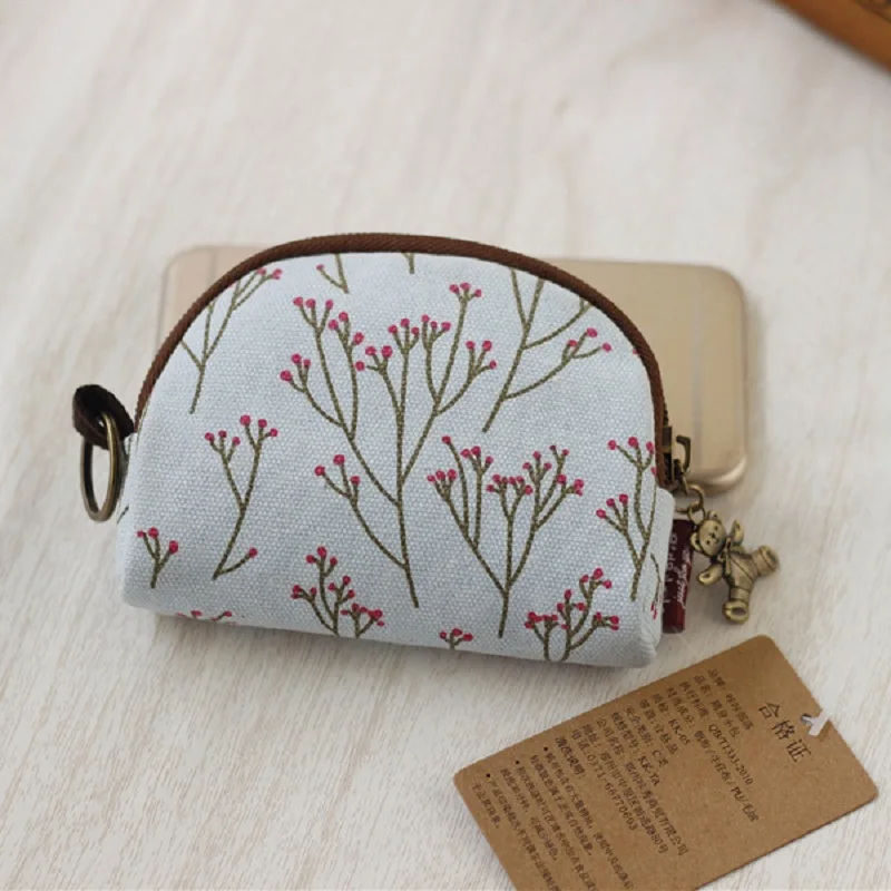 Canvas flower printing women mini font b wallets b font font b children b font small