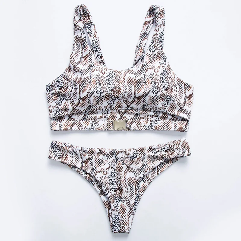 Snake Skin brazilian bikini 2024 women swimsuit push up buckle swimwear Female Two pieces Bikini set Push up Bather bathing suit