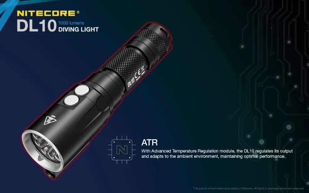 NITECORE DL10 Дайвинг фонарик XP-L HI V3 светодиодный Макс. 1000LM водонепроницаемый 30 м Дайвинг свет Подводные факел + NL1835HP батареи