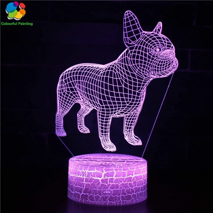 

Remote Control Animal Dog Eagle Giraffe 3D Light LED Crack Base Illusion Night Light 7 Colors Lamp 3AA Battery USB Lamp Gift 4