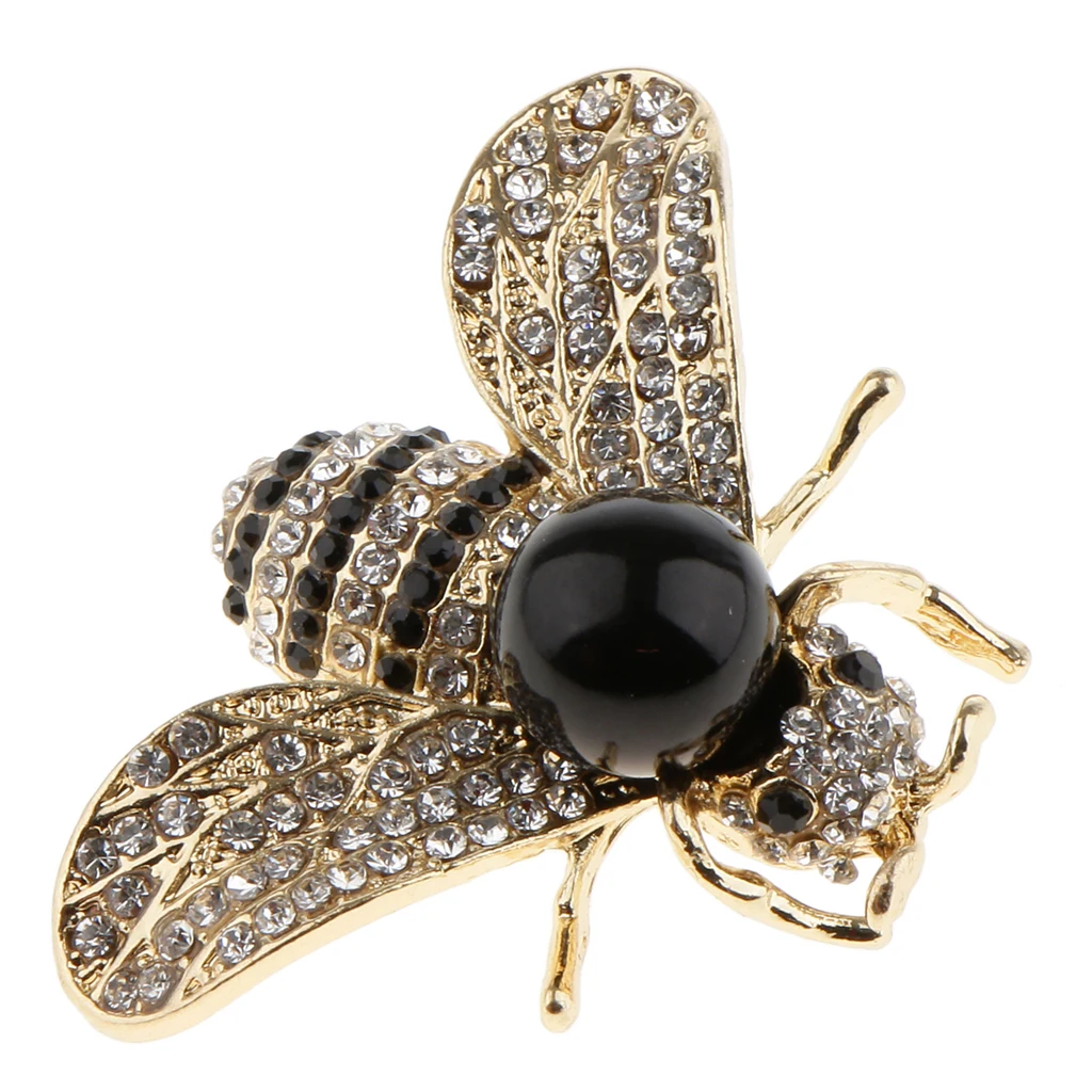 Handmade Pearl Rhinestone Honeybee Brooch Insect Lapel Pin Boutonniere Pendant Lapel Scarf Pin