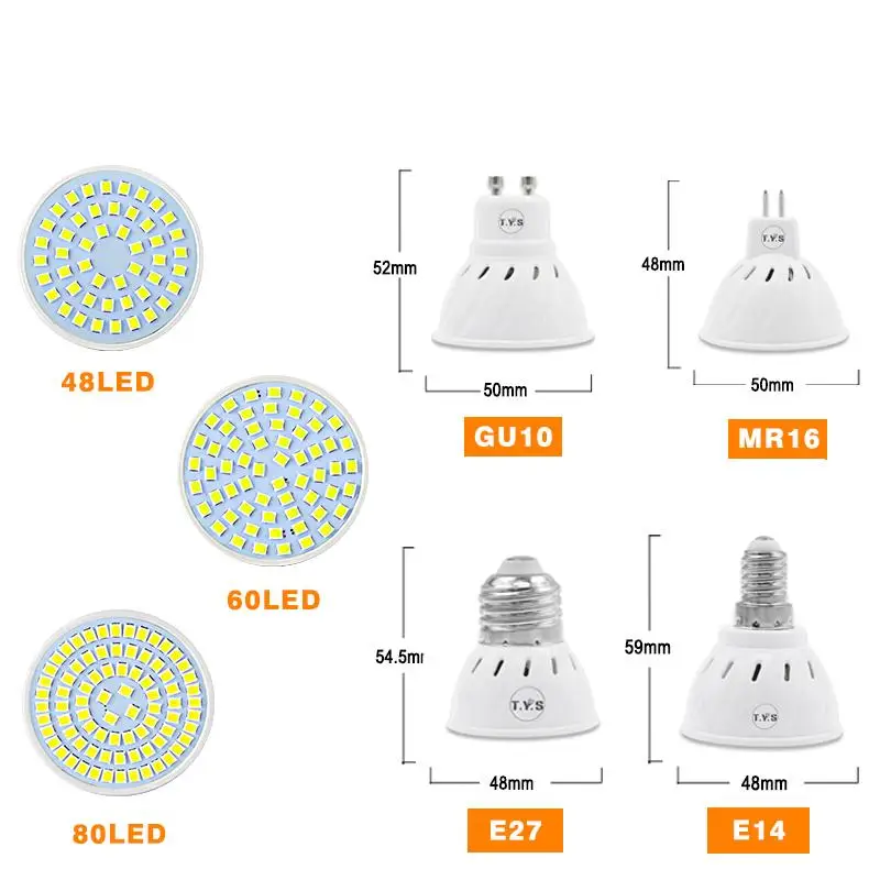 10 unids/lote lámpara Led E27 E14 GU10 MR16 bombilla Led 220 V de alta brillante Bombillas Lampada LED SMD2835 48 60 80 LEDs lámpara para proyector 10 unids/lote lámpara Led E27 E14 GU10 MR16 bombilla Led 220 V de alta brillante Bombillas Lampada LED SMD2835 48 60 80 LEDs lámpara para proyector