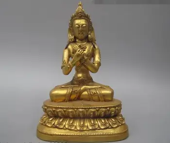 

8"Tibet Temple Pure Bronze 24K Gold Vajradhara Kwan-Yin Tantric Buddha Statue
