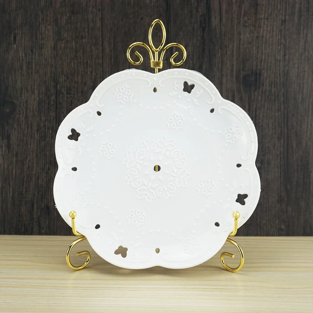  Large Iron 10 inch plate stand Holder Picture Frame stand Easel Display stand Black and gold
