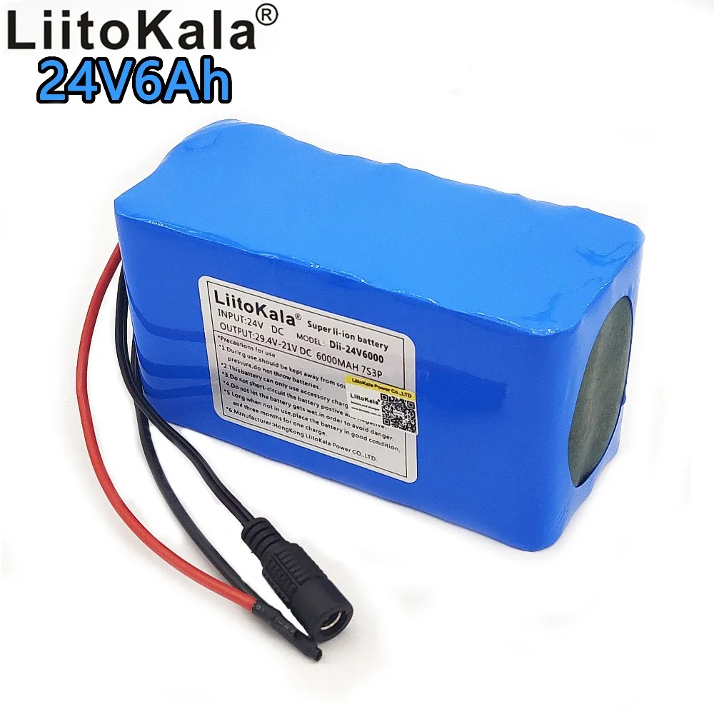 

Liitokala 24V 6000mAh lithium battery pack 7S3P 18650 rechargeable battery 29.4V 6Ah lithium ion bms 15A continuous discharge