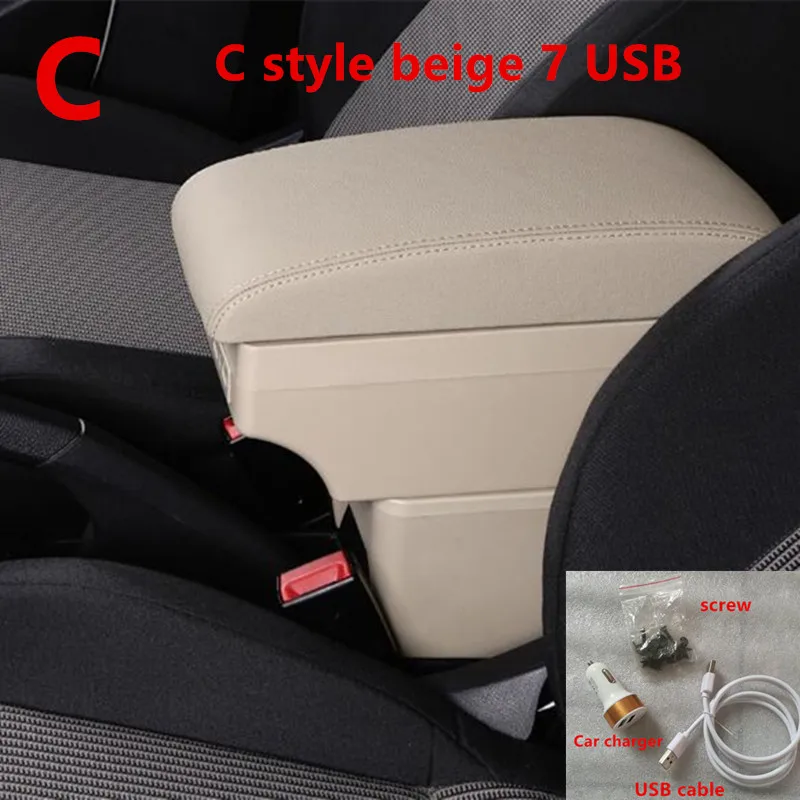 Центральной консоли ящик для хранения подлокотник для Honda Fit Джаз 2008-2013 подлокотника 2009 2010 2011 2012 - Название цвета: C Style Beige