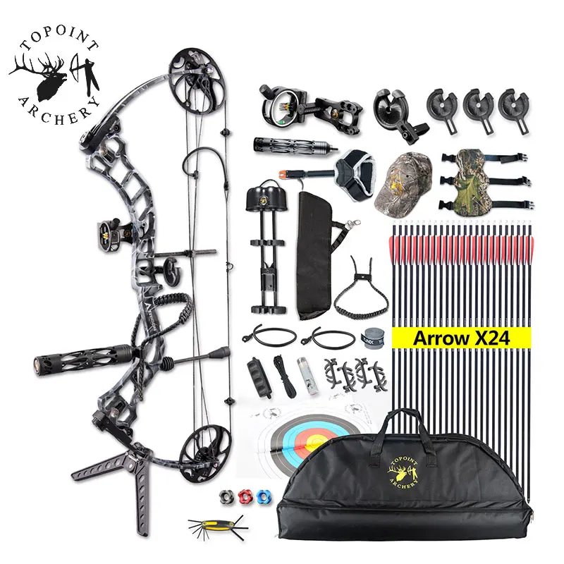 

1Set 19-70lbs Archery Compound Bow TRIGON Right Hand CNC Milling Bow Riser IBO 320FPS Hunting Shooting Accessory