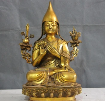 

Tibetan Buddhism Bronze gild Copper Seat Lotus Je Tsongkhapa Buddha Lama Statue
