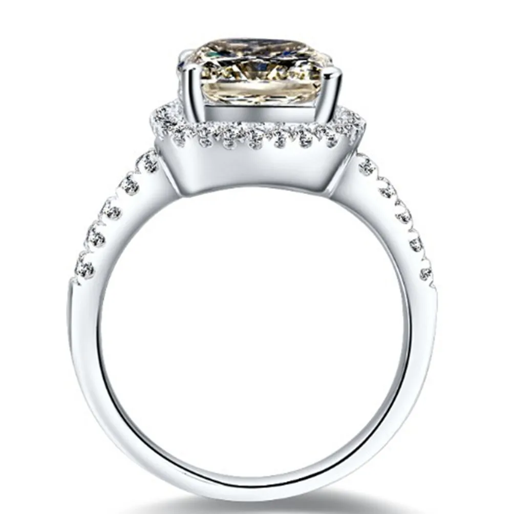 Горячая Распродажа популярный 2 карат бриллианта Подушка Halo стиль NSCD красивый бриллиант обручальное кольцо лучший подарок для жены на годовщину