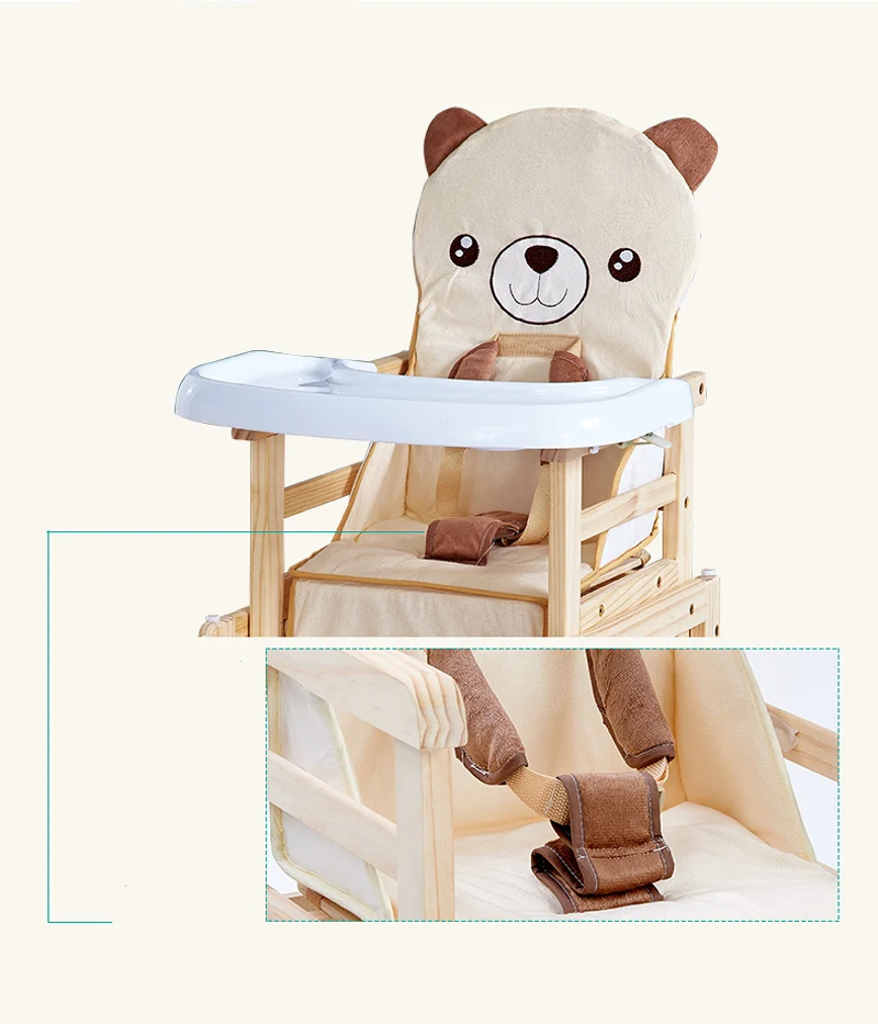 Soild Wood Baby Kids Feeding Chair Seat Multi-function Adjustable Baby Eating Dining Table Chair Seating Baby Chair For Feeding