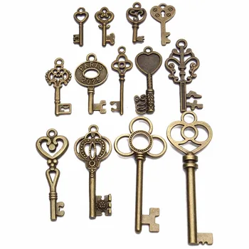 

Cute Useful DIY Antique vintage Old Look Key Lot Pendant Heart Bow Lock Jewel For Home Metal Crafts Decor
