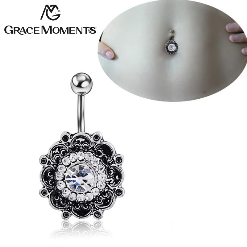Grace Moments Flower Auspicious Clouds Sculptured Crystal Body Belly 