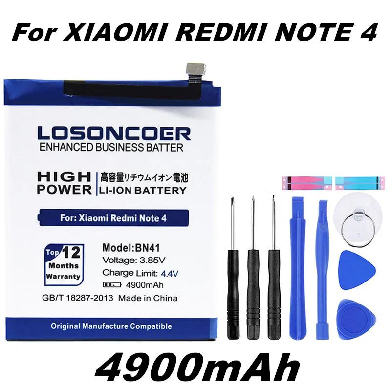 

LOSONCOER High Capacity Replacement BN41 BN41L BN41H For Xiaomi Redmi Note 4 / Hongmi Note 4X Note 4 Pro MTK Helio X20 BATTERY