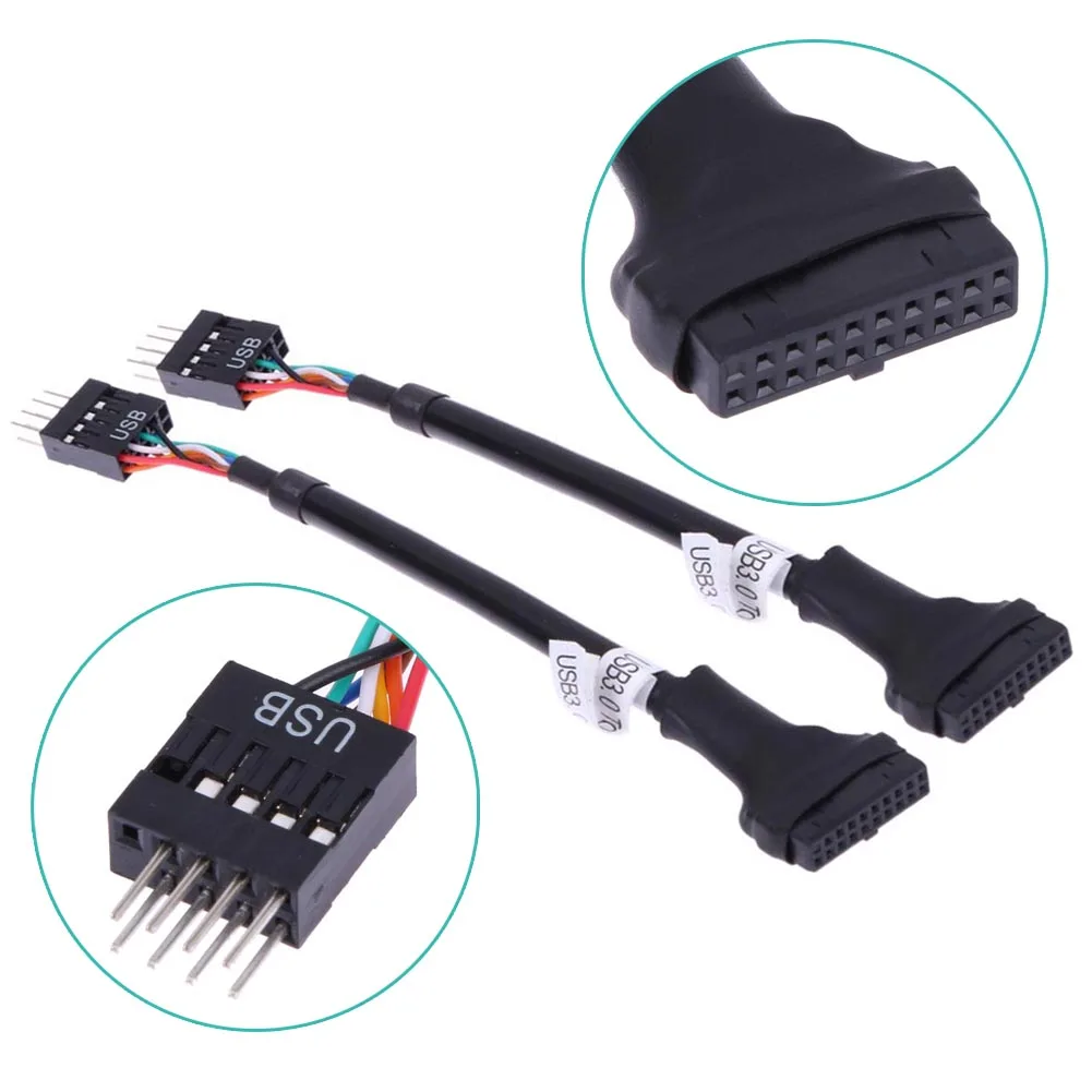 Высококачественная черная ПВХ Куртка 20/19 Pin USB3.0 гнездо до 9 USB 2 0 Мужской