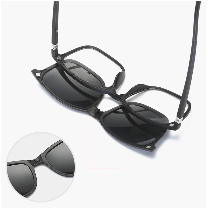 5 в 1 клип на солнцезащитные очки для женщин с поляризованным зеркалом без каблука ночное видение объектив Магнитная очки с надеваемыми