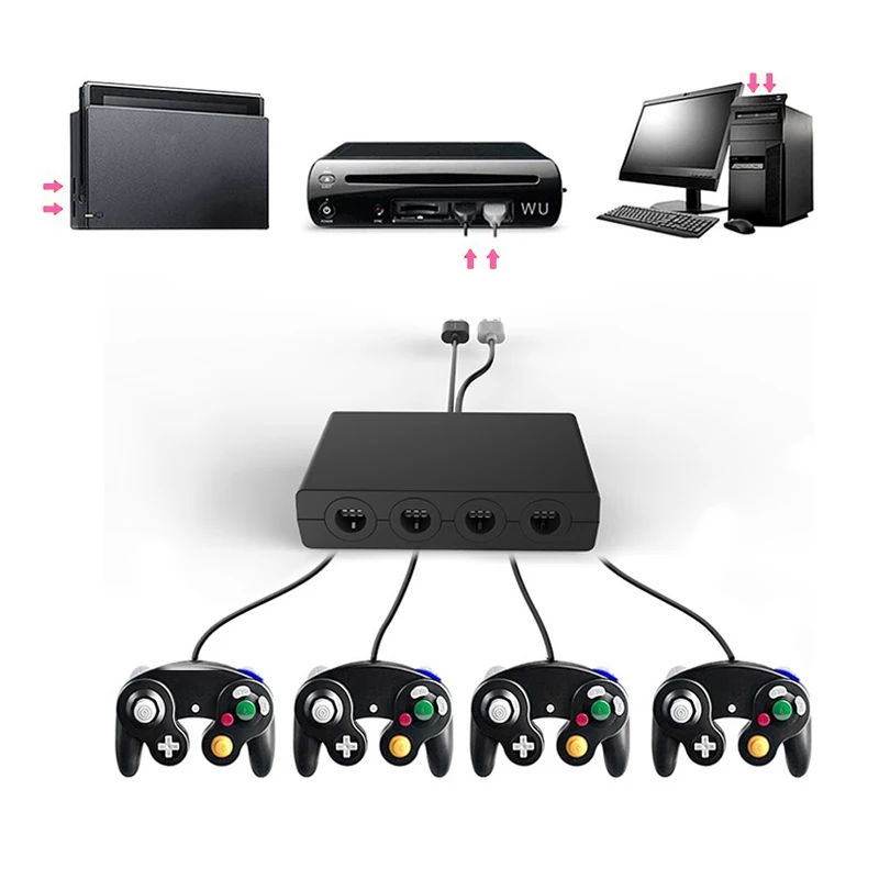 

HAOBA 4 Ports Controller for GC Cube for Wii U PC USB Game Controller for Ninten Switch