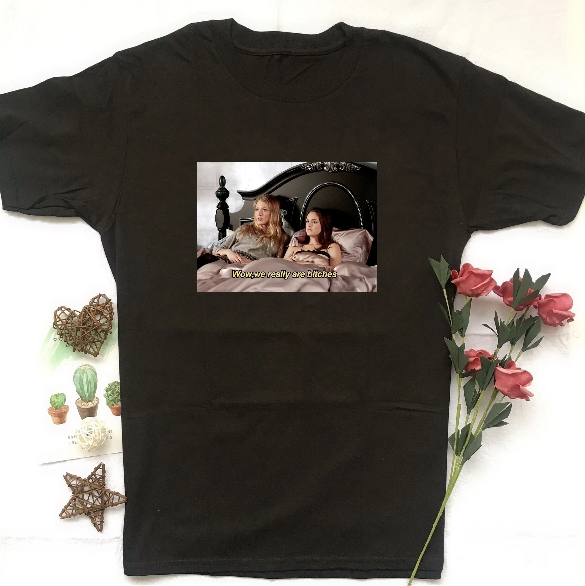 Футболка с забавным принтом Kuakuayu HJN 1 надписью We Are Bitches Blair Serena|Футболки| |
