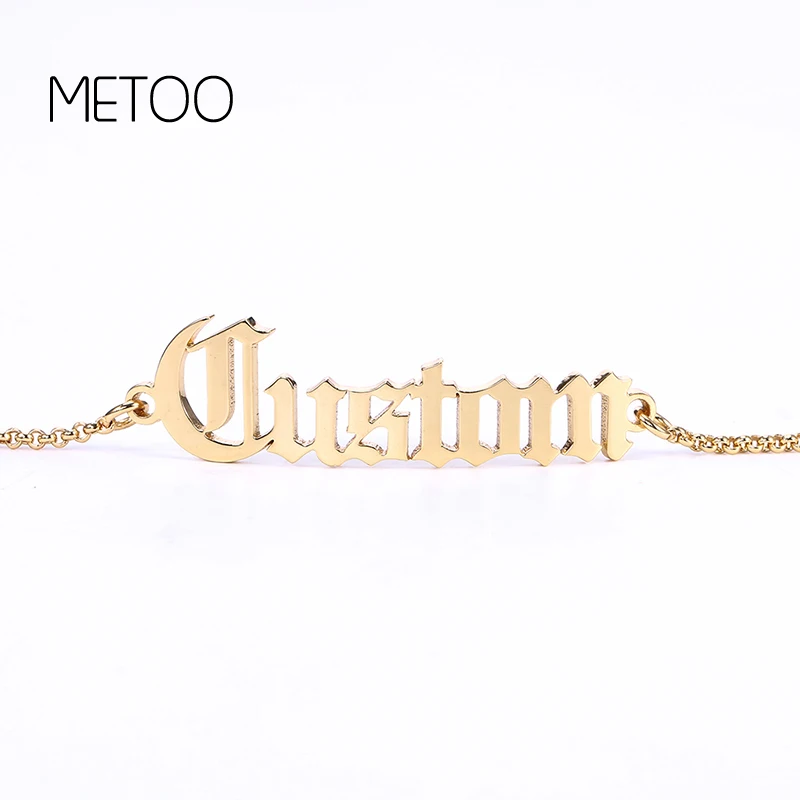 

METOO Fashion Cutting Old English Numbers Bracelet Baby Gold Letters Bracelet Name women Dainty Baby Jewelry for Etsy