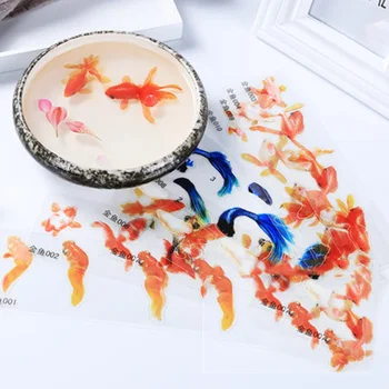 5 Sheets Blue Gold Fish UV Resin Stickers FillDecorative Sticker Fit Silicone Molds DIYMicro Landscape Scrapbooking StickersGift