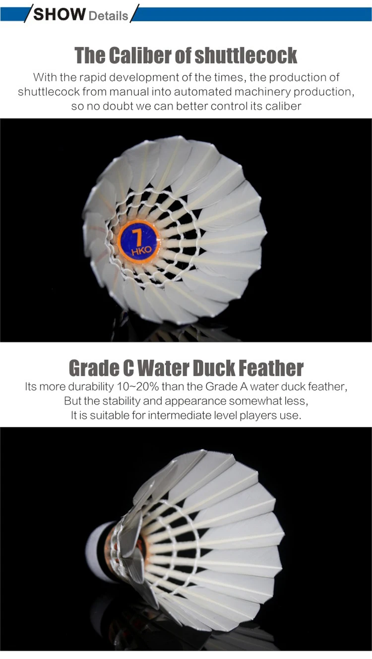 Honkoo Бадминтон Воланы hko-07class B Волан для бадминтона с утиным пером как rsl07 as03