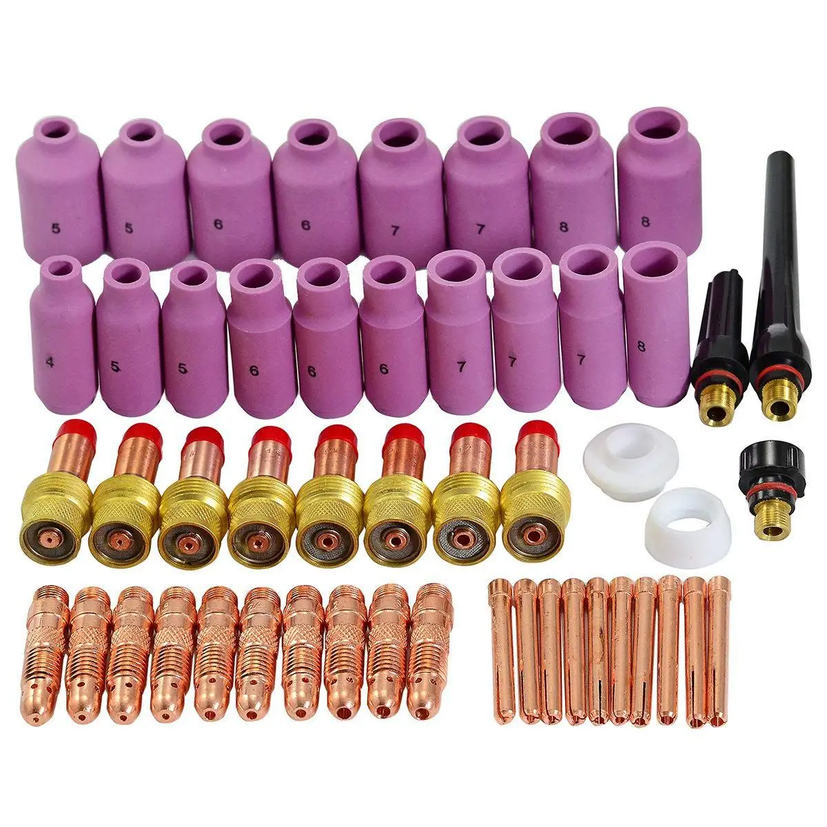 

TIG Gas Lens Collet Body Consumables Kit Fit WP 17 18 26 TIG Welding Torch 51pcs