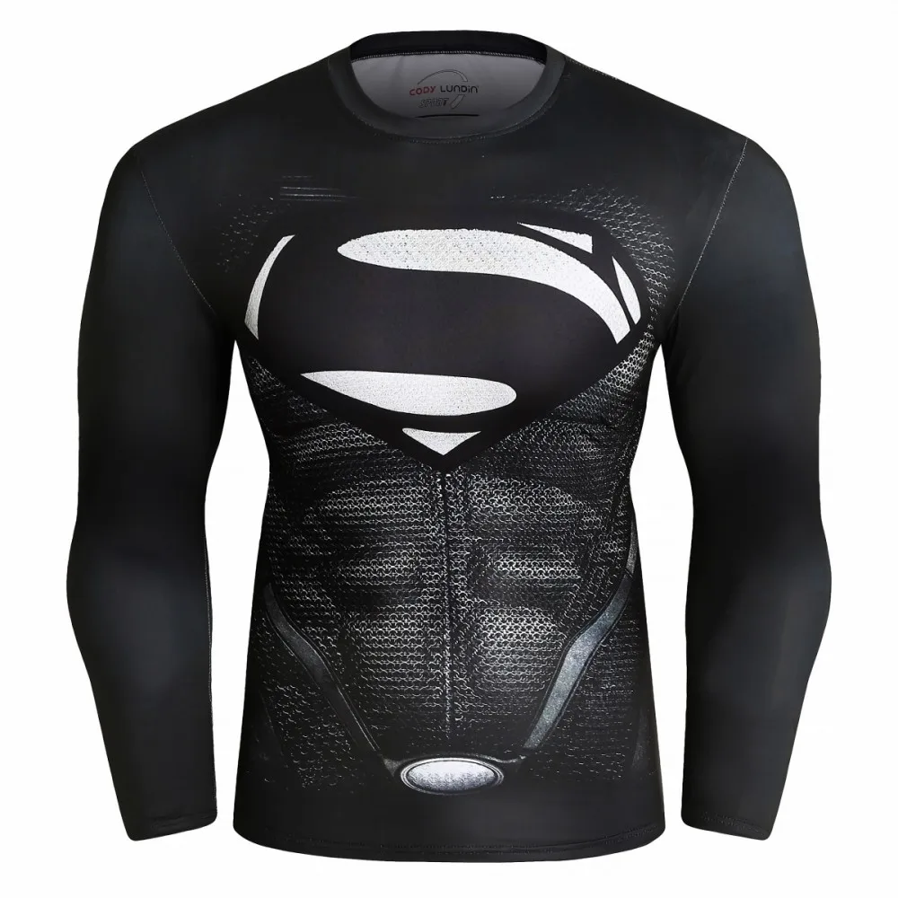 Супергерой флэш Супермен, Халк Дэдпул мужчины s бег силовой слой компрессионный базовый слой с длинным рукавом Топ Спортивная футболка для спортзала мужчины