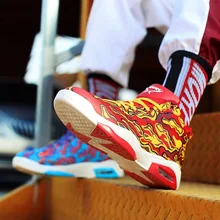 Баскетбольные кроссовки с высоким берцем для мужчин и женщин, дышащие баскетбольные кроссовки с противоскользящей подошвой, спортивная обувь на воздушной подушке размера плюс