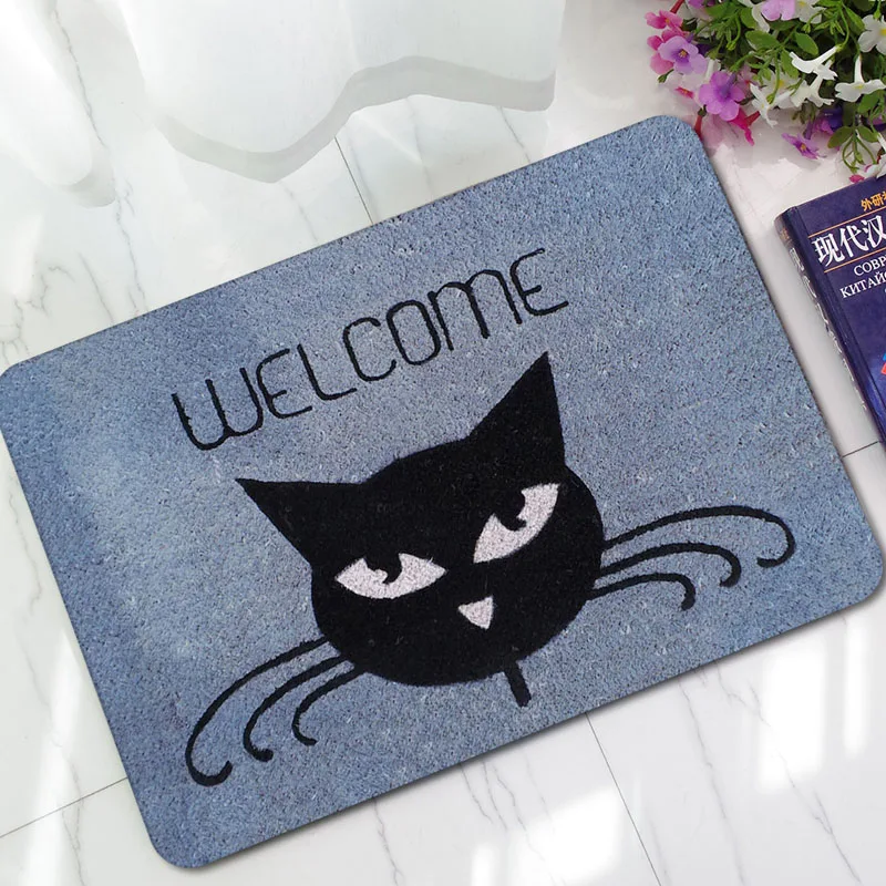 

3mm Super Thin Rubber Doormat Cat and Moose Style Non-Slip Kitchen Carpet Home Entrance Floor Hallway Area Mats
