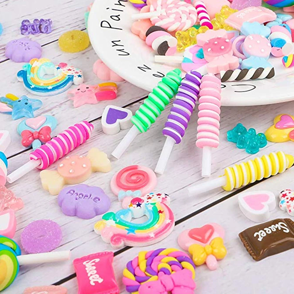 DIY клейкие аксессуары и сумка для хранения, чехол для телефона украшение для слизи наполнитель миниатюрная полимерная модель цветы конфеты детские игрушки