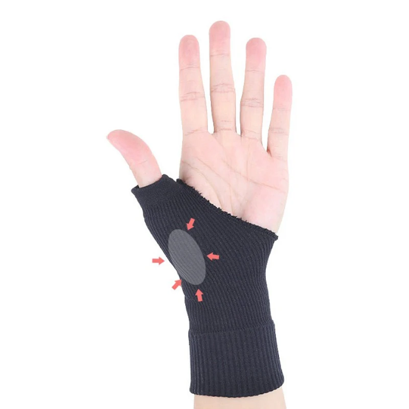 Унисекс, черные перчатки для защиты запястья ладони, перчатки для поддержки рук, растягивающиеся перчатки с артритом, пояс для баскетбола, спортивные перчатки для повязки на руку