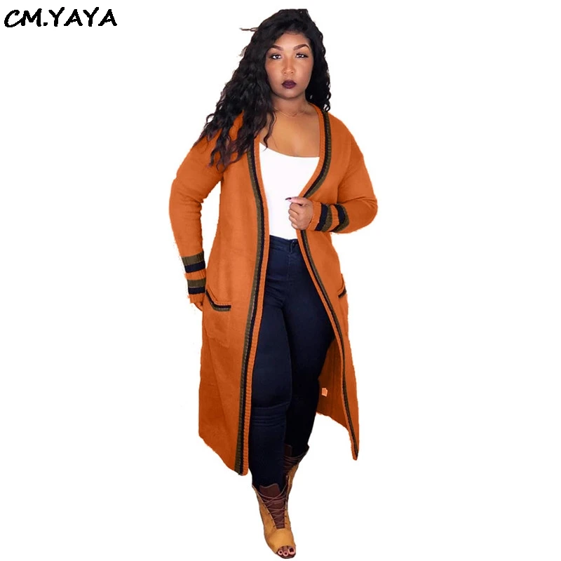 

women long sleeve open stitch with pockets X-long wide waisted winter trench fashion high street coats top YT3084
