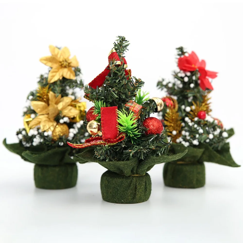 Mini Artificial Christmas Tree Indoors Decorations Small Pine Tree Holiday New Year Festival Party Ormament Decorations