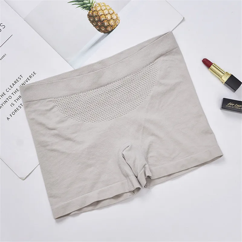 Женские безопасные штаны, теплое бесшовное нижнее белье из чистого хлопка с плоским углом, сексуальное женское нижнее белье - Цвет: Gray