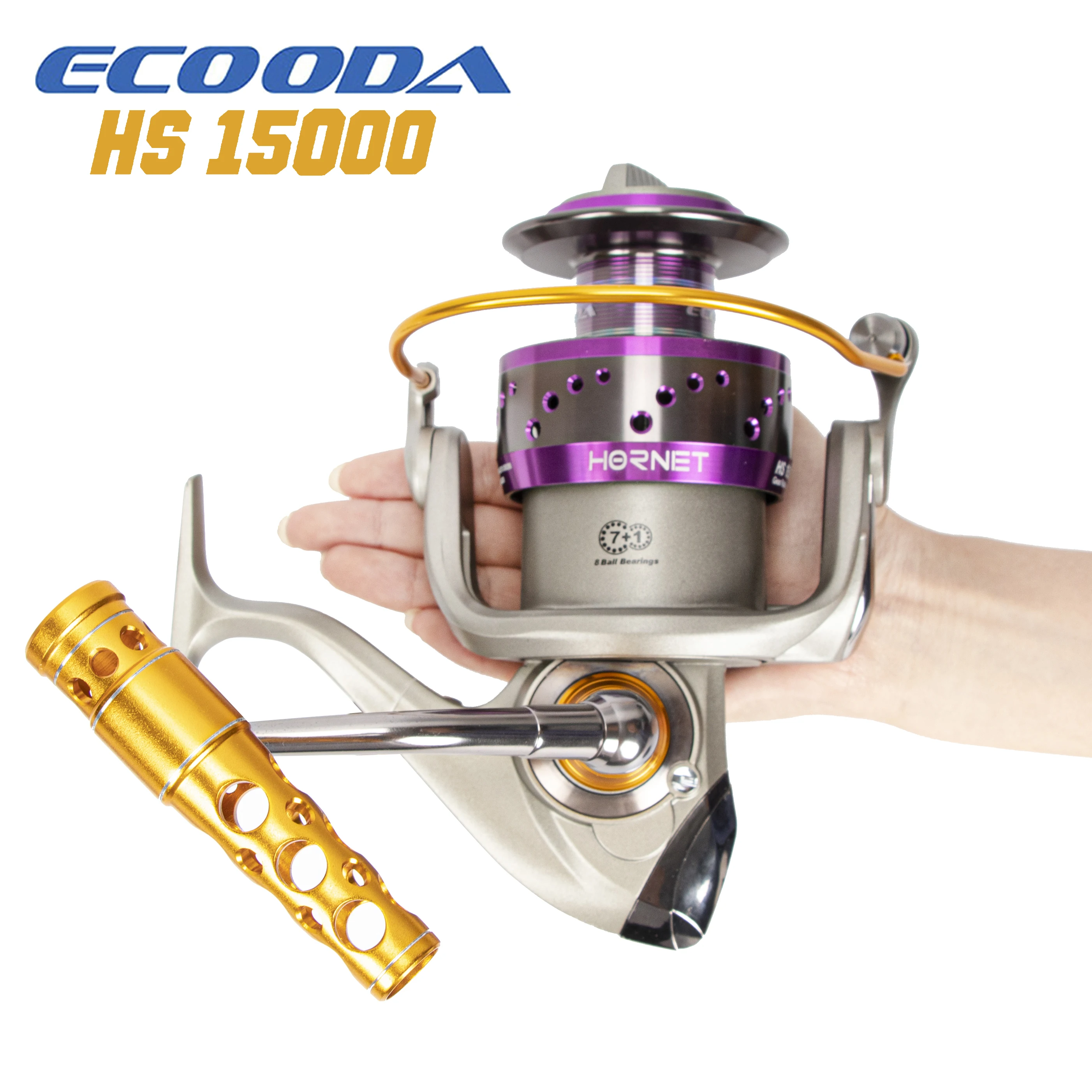 Carretel de Pesca Barco de Água Ecooda Nova Hornet Pesados Metal Fiação Salgada Rock Trolling Jigging Carretel 2020 15000