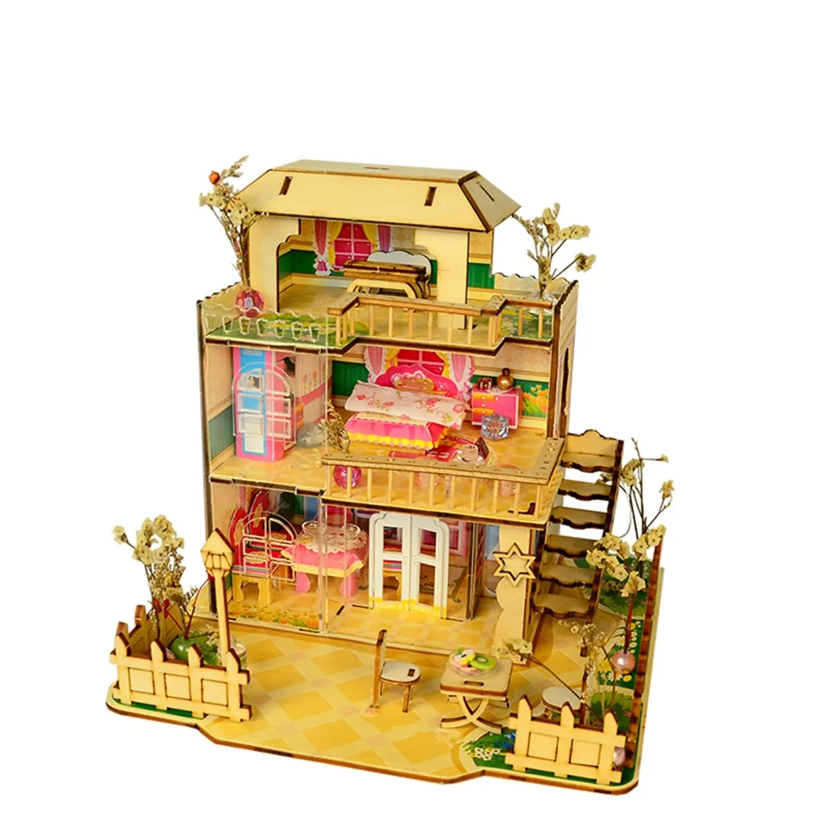 Merry Provence House Room DIY Dollhouse Kit With LED Light Wood Decoration Miniaturas Dollhouse Toys for Children Birthday Gifts Merry Provence House Room DIY Dollhouse Kit With LED Light Wood Decoration Miniaturas Dollhouse Toys for Children Birthday Gifts