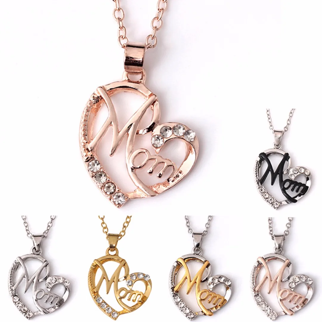 Luxury Crystal Rhinestone Women Chain Love Heart Shaped Fashion Pendant Necklace Elegant Charms Jewelry Mother's Day Gifts