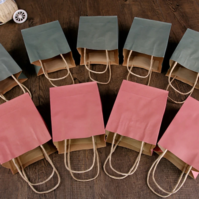 Solid Color Paper Gift Bag 15x12x7cm Kraft Paper Bags For Wedding Party