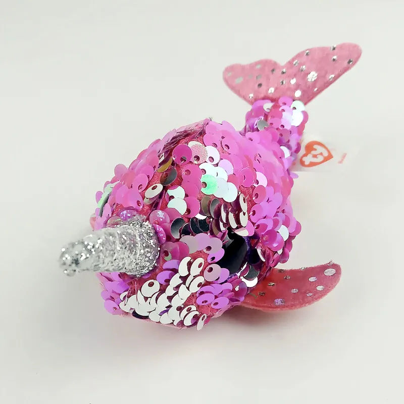 

Ty Sequins Flippables 10cm Calypso The Narwhal Plush Regular Soft Stuffed Animal Collection Doll Toy