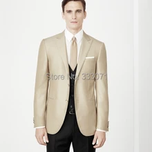 Последние конструкции пальто брюки шампанское Жених Смокинги для женихов 3 предмета Мужская Свадебная вечеринка Костюмы Жених дружки костюм(куртка+ Брюки для девочек) TERNO