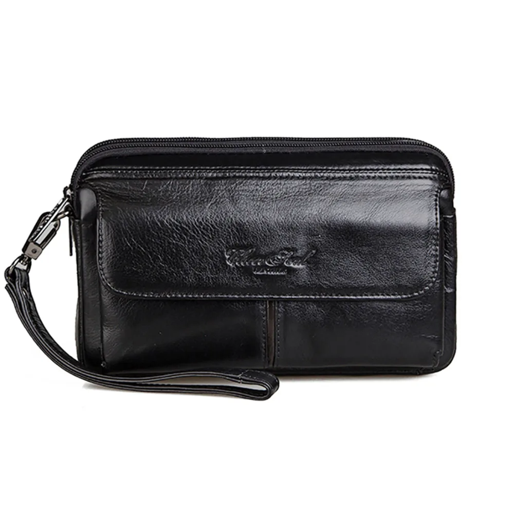 

Famous Brand Real Genuine Leather Clutch Handbag Men Business Clutch Bags Wallet 6.5 Inch Cell Phone Case Camera Purse Hand Bag