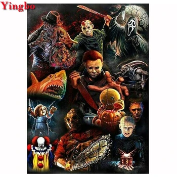 

Diy Diamond Painting Horror movie characters Cross Stitch Mosaic Pattern 3D Diamond Embroidery Full drill square/round