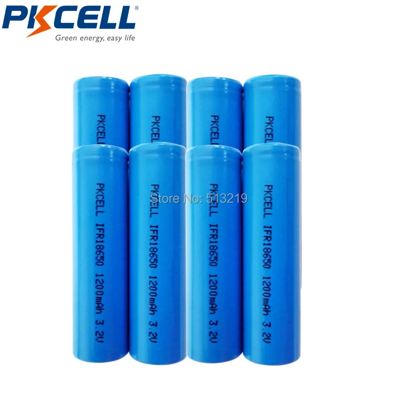 8 шт. PKCELL 18650 батареи 3 2 В IFR18650 1200 мАч Li FePO4 аккумуляторная батарея для фонарей|battery